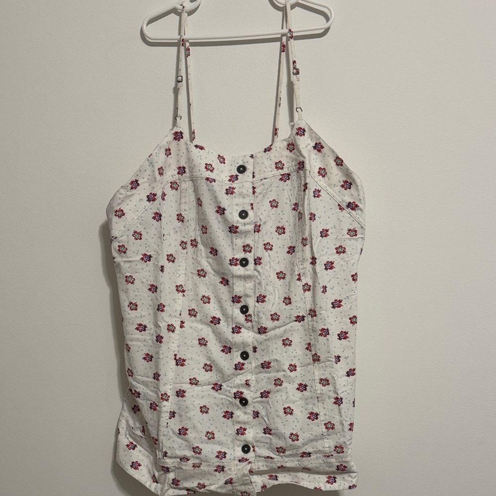 Free People Floral Printed Scoop Neck Sleeveless Low Back Tunic - Picture 2 of 7